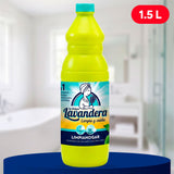 La Antigua Lavandera Lejía con Detergente Limón, Limpiador Multiusos para Suelos, Baños y Cocinas, Limpieza Potente con Aroma Fresco a Limón, 1.5 L