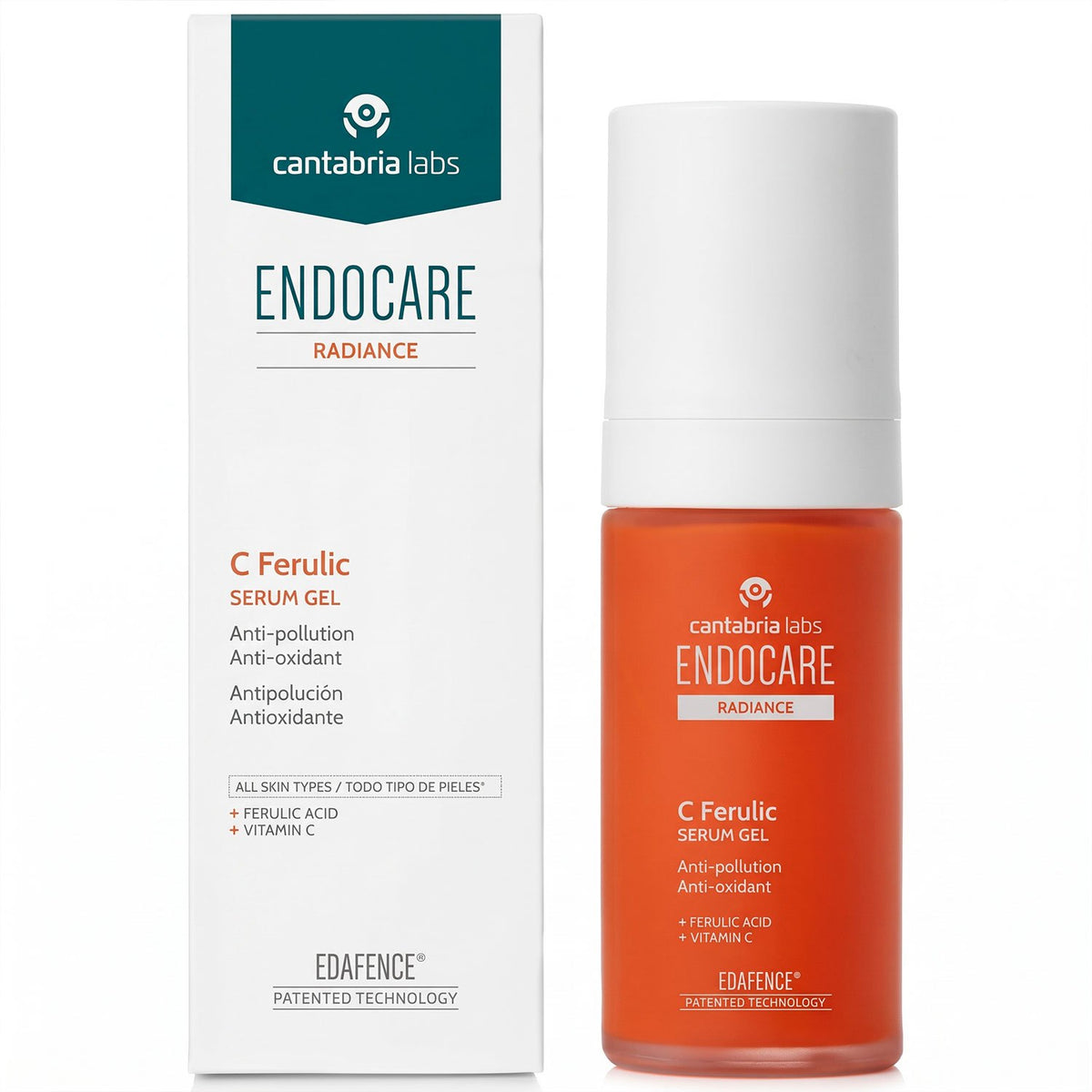 ENDOCARE Radiance C Ferulic Serum Gel, Sérum Facial Antioxidante e Iluminador con Vitamina C, Textura Ligera de Rápida Absorción, 30 ml