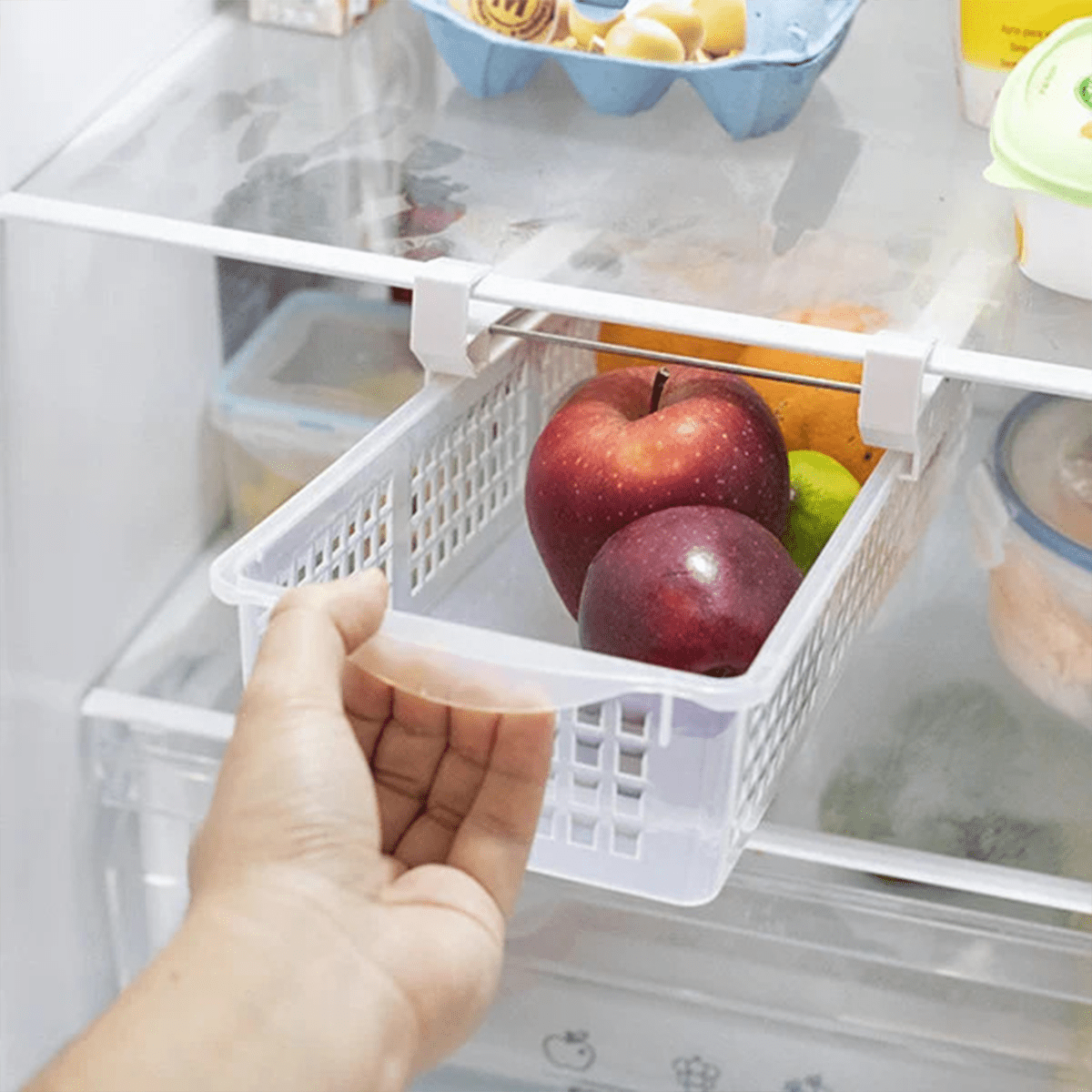 Organizador de Cocina, Organizador Nevera, Organizador de Refrigerador, Contenedor de Almacenamiento, Fácil de Instalar, Pensado para Optimizar y Ahorrar Espacio, Ajustable y Adaptable a Cualquier Estante