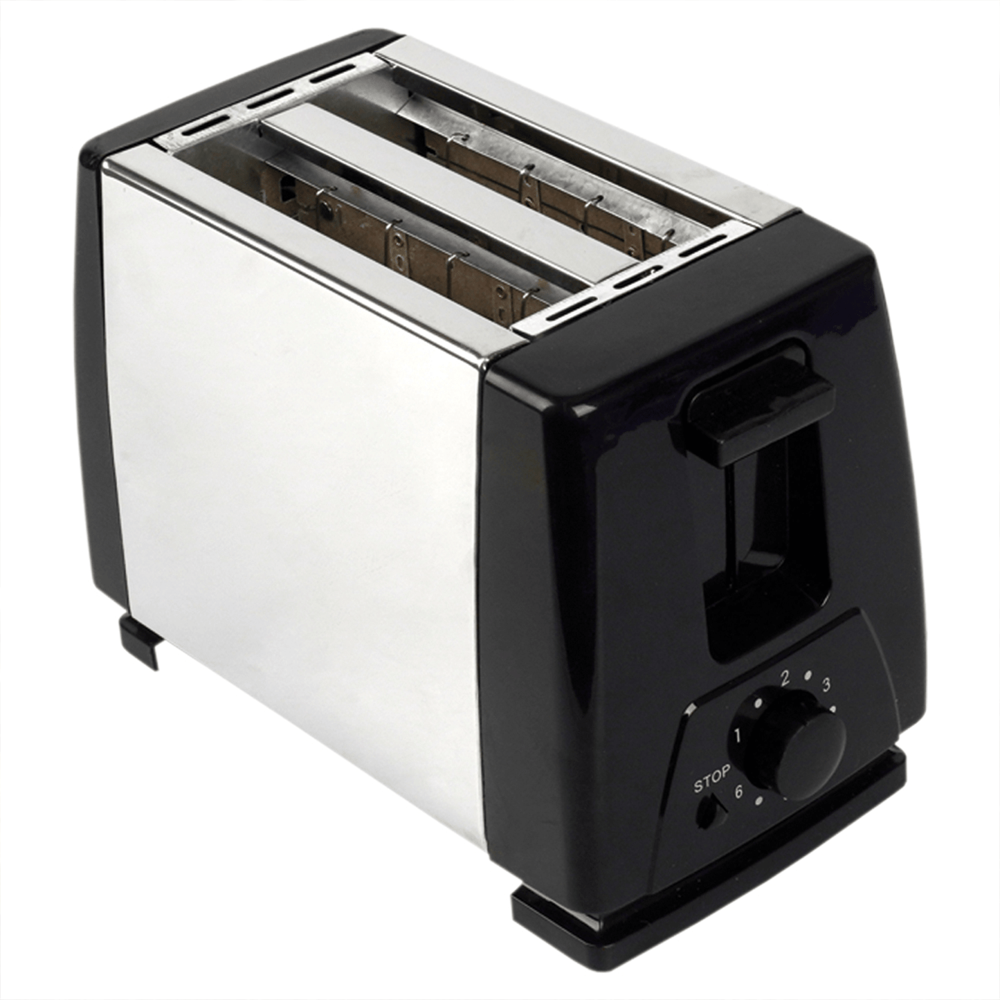 Tostadora de Pan de 2 Rebanadas, 6 Niveles de Tostado, Botón de Parado, Bandeja Recogemigas, Cuerpo de Acero Inoxidable, 800W