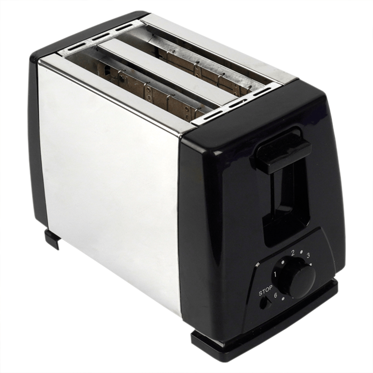 Tostadora de Pan de 2 Rebanadas, 6 Niveles de Tostado, Botón de Parado, Bandeja Recogemigas, Cuerpo de Acero Inoxidable, 800W