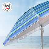 Sombrilla Playa Grande con Para Viento, 210 cm, Inclinable, Incluye Mesa con Reposavasos, Colgador con Ganchos, Protección UV 50, Diseñado para Favorecer la Ventilación, Tela Oxford con Revestimiento, 8 Varillas Resistentes, Ancho Tubo 28/32mm