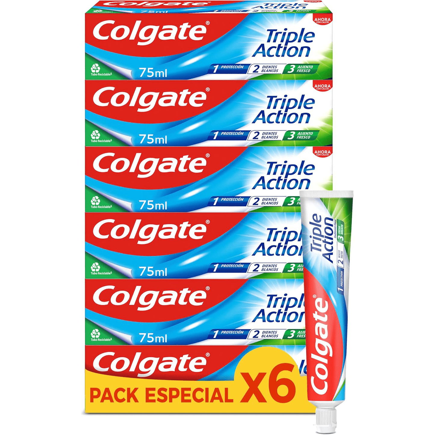 Colgate Triple Acción, Pasta de Dientes, 75ml por Tubo