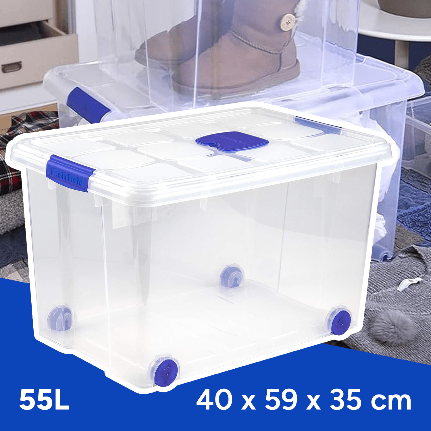 Caja Almacenamiento plástico para Guardar y Ordenar Juguetes, Libros, Documentos, Ropa, Mantas. Cierre Hermético, Gran Capacidad y Resistencia
