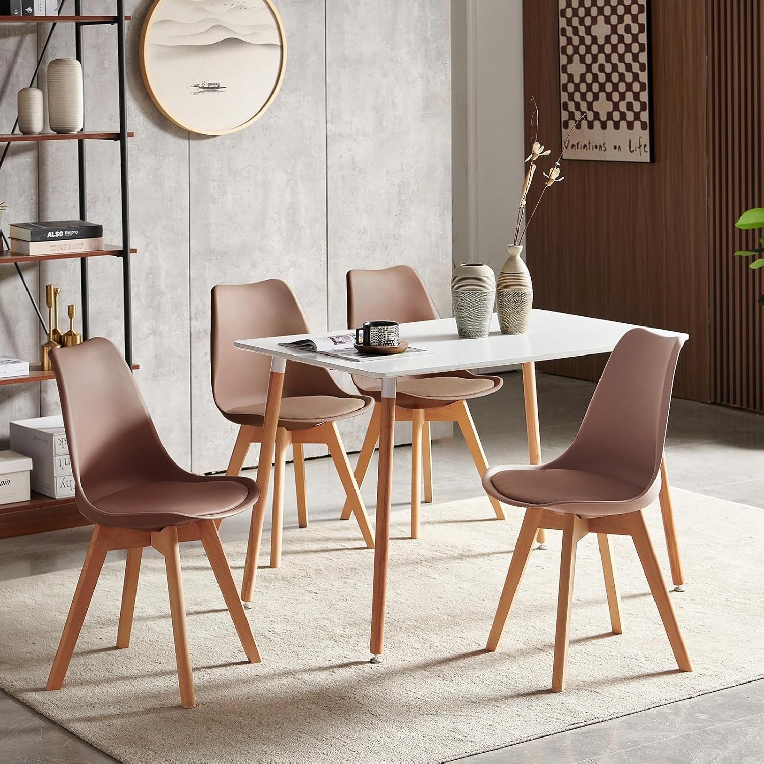 1/2/4/6 Unidad Sillas para Comedor, Sillas para Cocina con Asiento Blando, Tapizado y Patas Resistentes de Madera de Haya, Sillas Nórdicas
