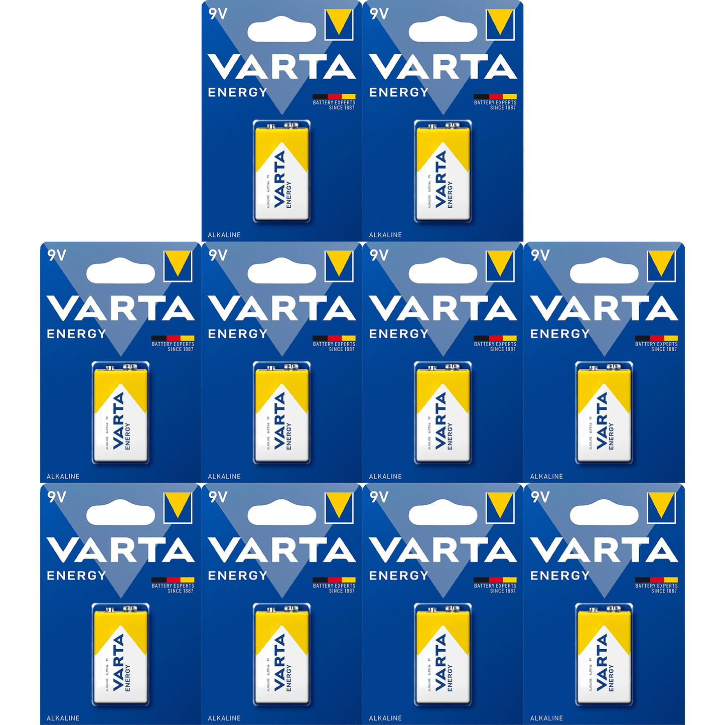 Pilas 9V Alcalinas, Pilas 9v Cuadradas de Alto Rendimiento, VARTA Energy, Larga Duración, Energía Continua, Ideal para Detectores de Humo, Micrófonos Inalámbricos, Pedales de Guitarra, Multímetros, Electrodomésticos
