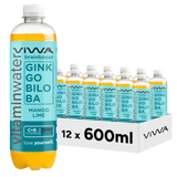 Viwa VitaminWater BrainBoost, Bebida Refrescante Cero Azúcar con Ginkgo Biloba y Vitaminas C y B. Sabor Mango, Lima y Lichi, Mejora la Agilidad Mental y la Concentración, 600ml, Pack de 12