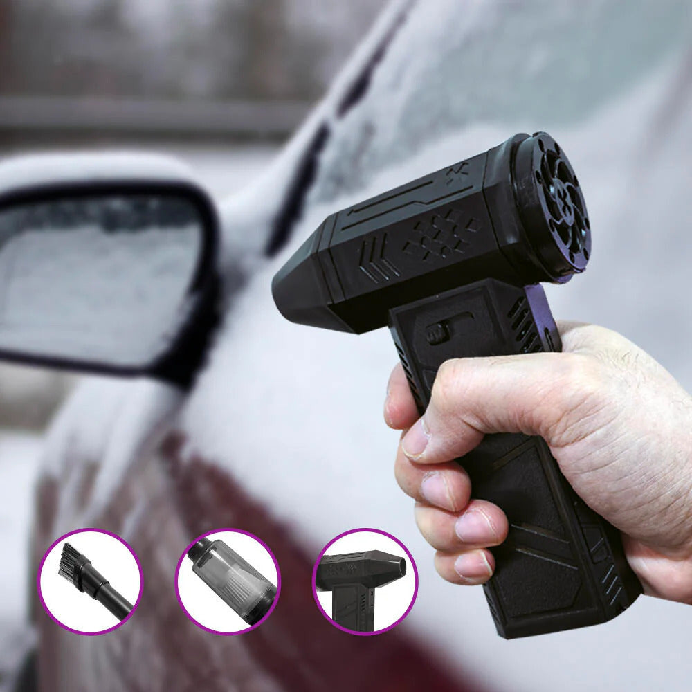 Soplador Aspirador Turbo 2 en 1, Portátil y Recargable, Gran Potencia de Aire, Regulable, Incluye Accesorios