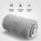 Fregona y Cubo de Limpieza Escurridor con Compartimentos, Cabezal Plano y Flexible Rotación 360. Cubo Escurrefacil. Ideal para Limpiar Suelos, Paredes, Techos, Ventanas, Incluye Recambios Extra