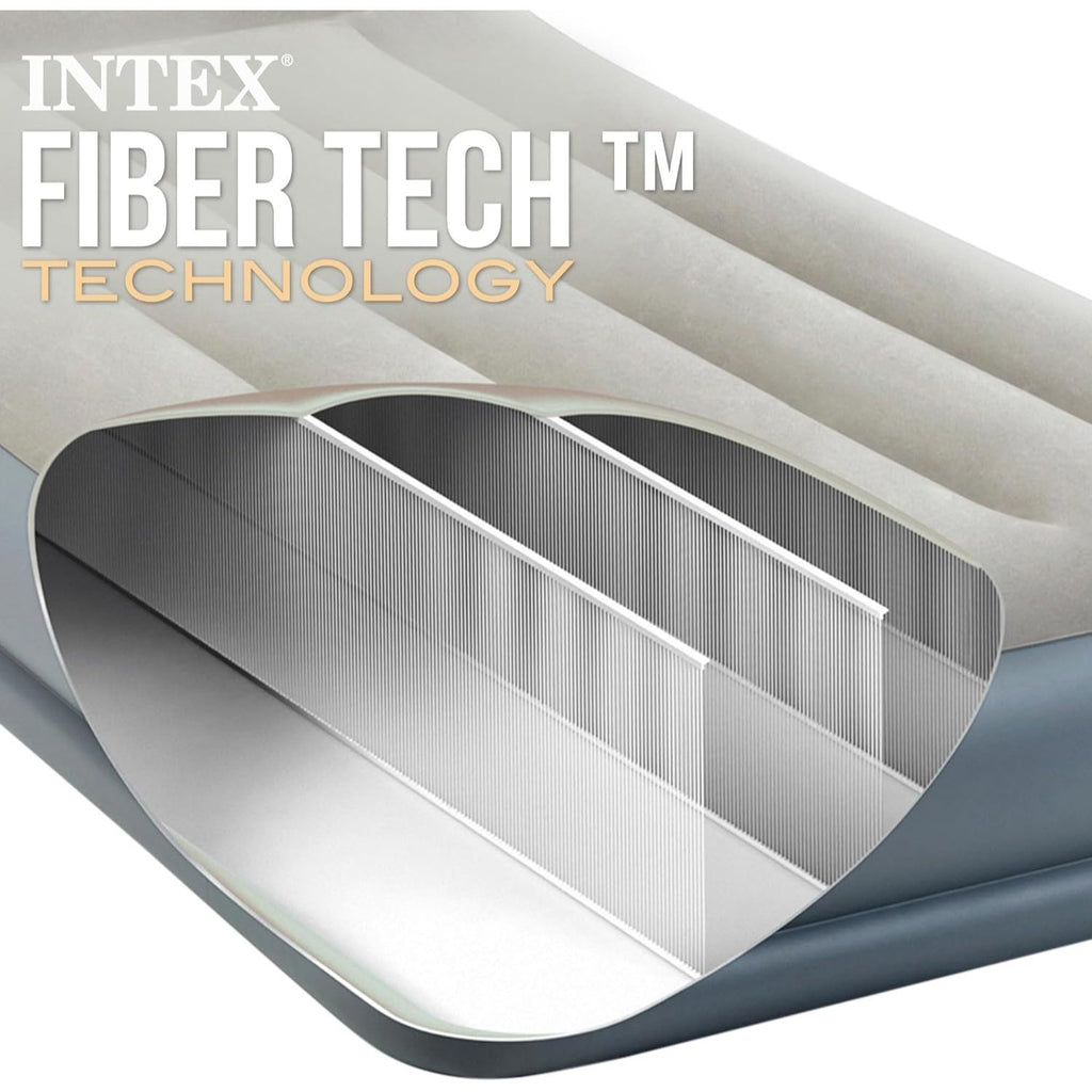 INTEX Colchón Hinchable, Colchon Inflable, Rápido Hinchado, Alta Resistencia con Extra de Firmeza, Comodidad y Durabilidad, Apto para Interior y Exterior, Hecho de Miles de Fibras de Poliéster que no se Estiran ni por el Tiempo ni por el Uso