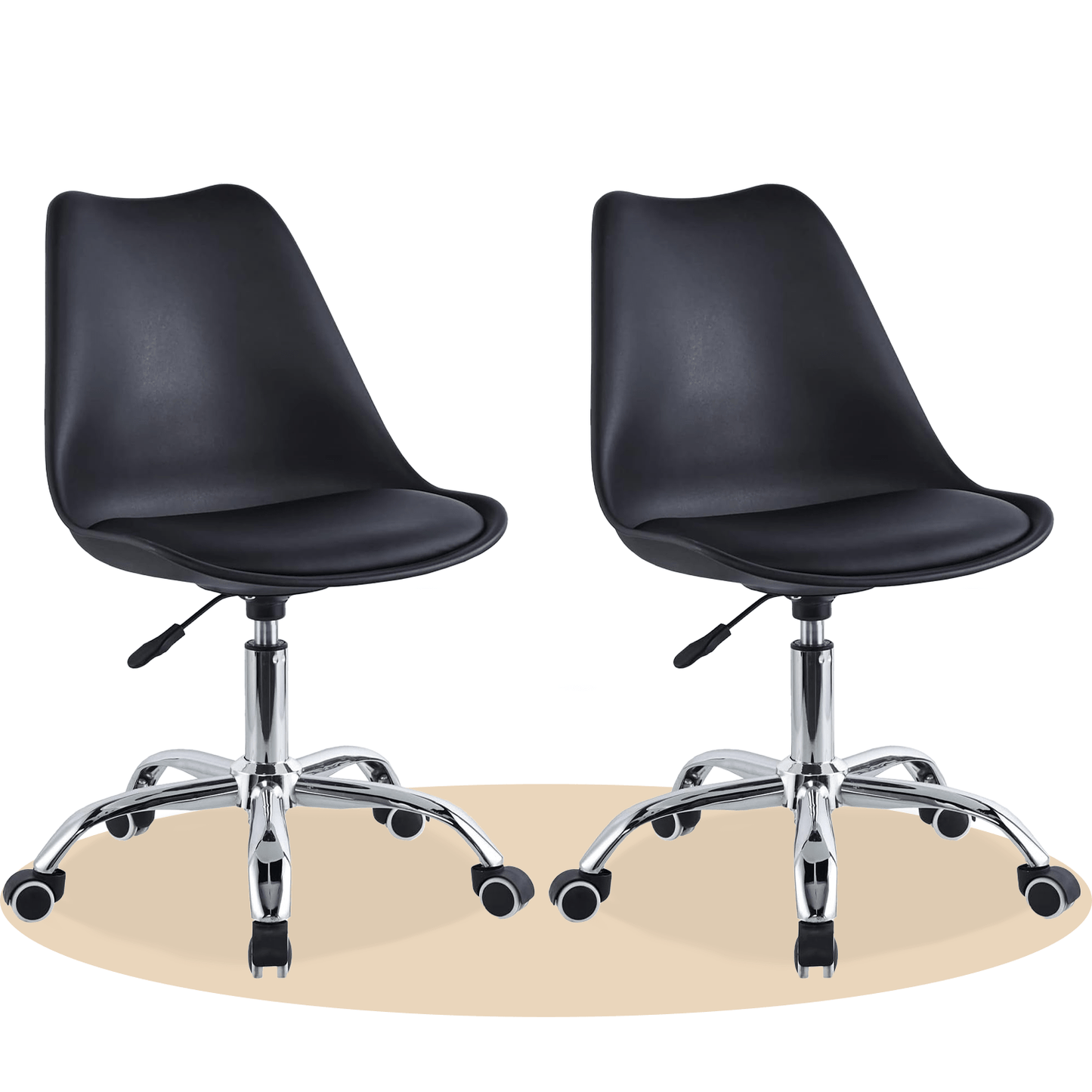 Silla Escritorio Ergonómica con Ruedas, Silla Oficina Giratoria con Altura Ajustable, Acolchada, Estilo Nórdico, Ideal para Estudio y Oficina