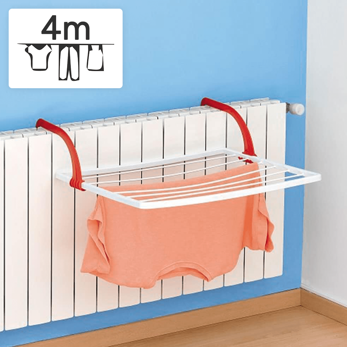 Tendedero Balcón con Gran Superficie de Tendido, para Balcones y Radiadores, Máxima Resistencia al Sol y a la Intemperie, Hecho de Resina Resistente, Aguanta el Peso de la Ropa, Extensible, Compacto y con Tamaño Optimizado