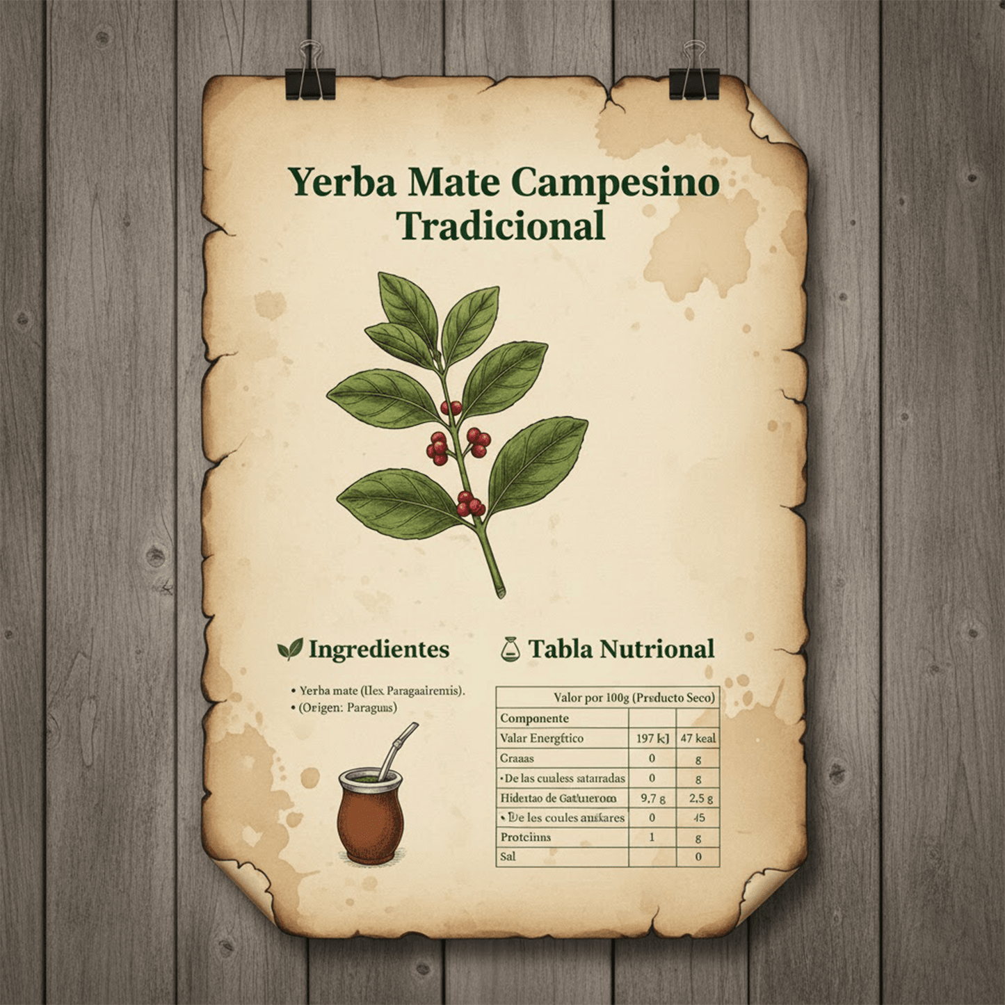 Campesino Yerba Mate, Yerbas para Mate con Sabor a Menta, Té Rico en Vitaminas y Minerales Esenciales, Origen de Paraguay, 500g por Paquete