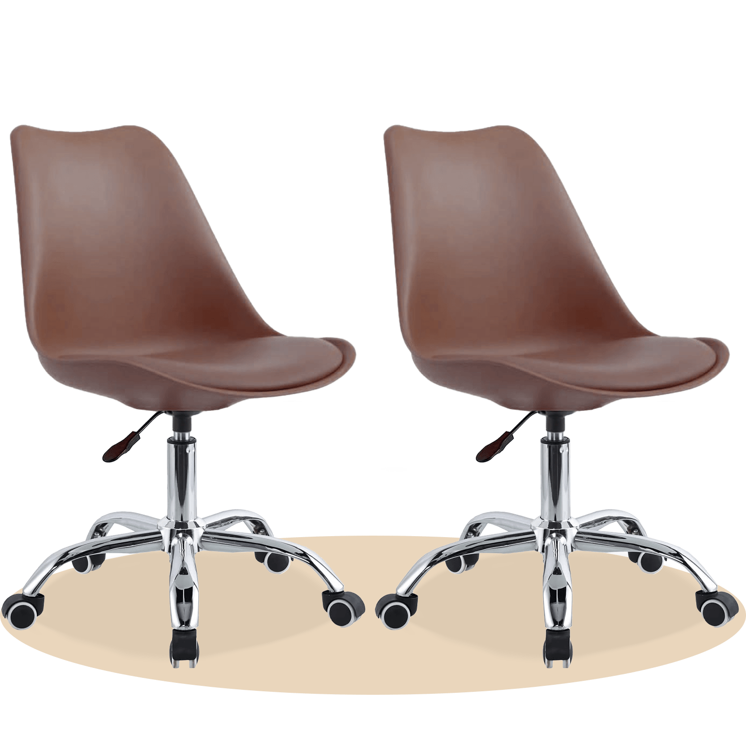 Silla Escritorio Ergonómica con Ruedas, Silla Oficina Giratoria con Altura Ajustable, Acolchada, Estilo Nórdico, Ideal para Estudio y Oficina