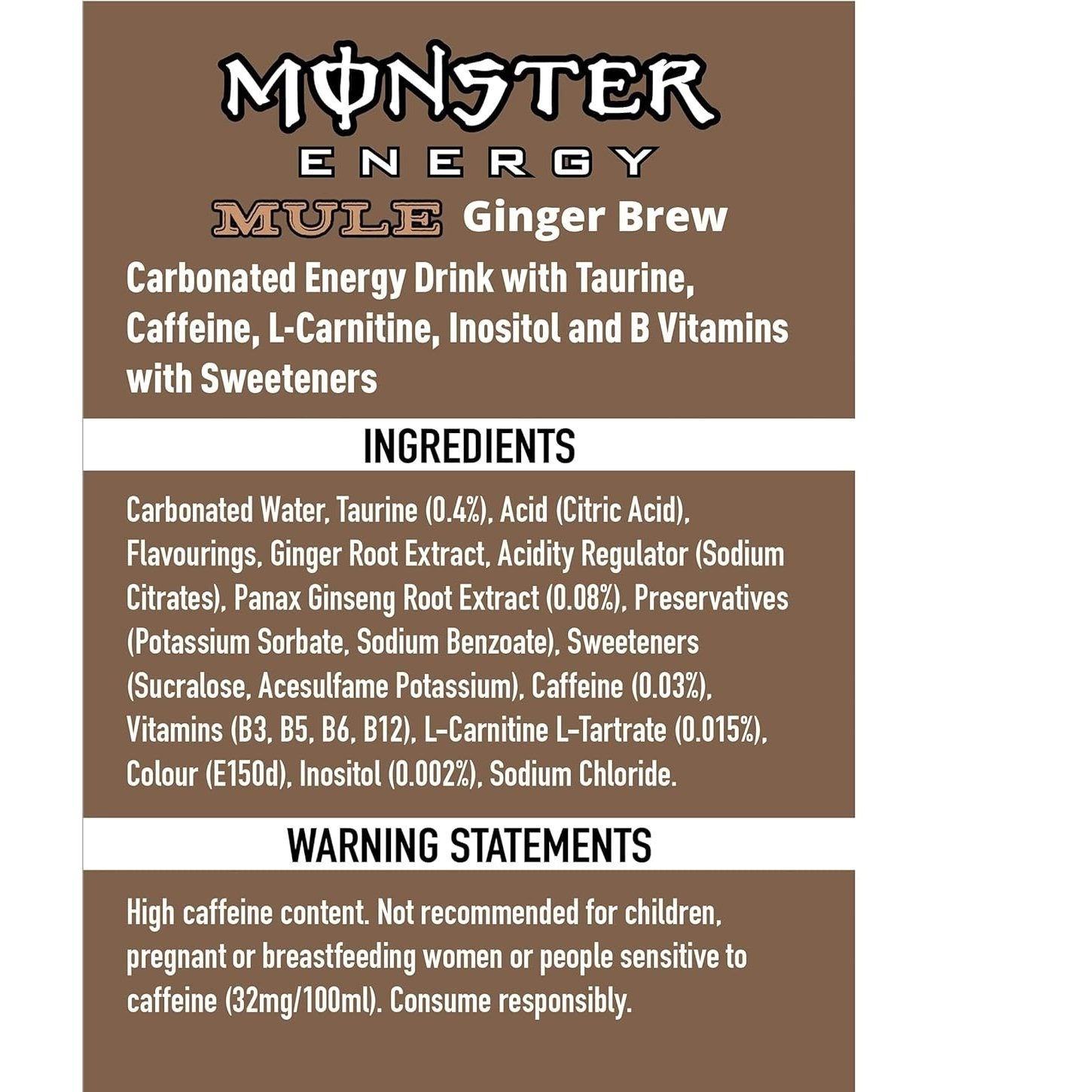 MONSTER ENERGY Bebida Energética, Refresco Energético, Pack 12/24 Latas de 500ml
