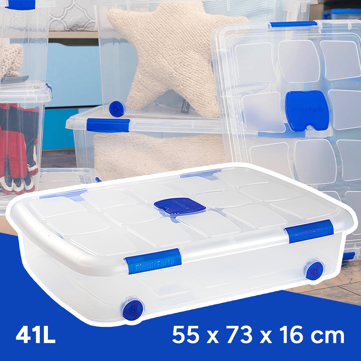 Caja Almacenamiento plástico para Guardar y Ordenar Juguetes, Libros, Documentos, Ropa, Mantas. Cierre Hermético, Gran Capacidad y Resistencia