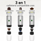 Maquina Café Espresso Portátil, Compatible con Cápsulas Pequeñas, Grandes y Café Molido, Fácil de Limpiar, Carga USB-C, Hasta 50 Cafés por cada Carga Completa, Compacto y Ligero Ideal para Fuera de Casa, Trabajo, Oficina, Viaje, Excursión