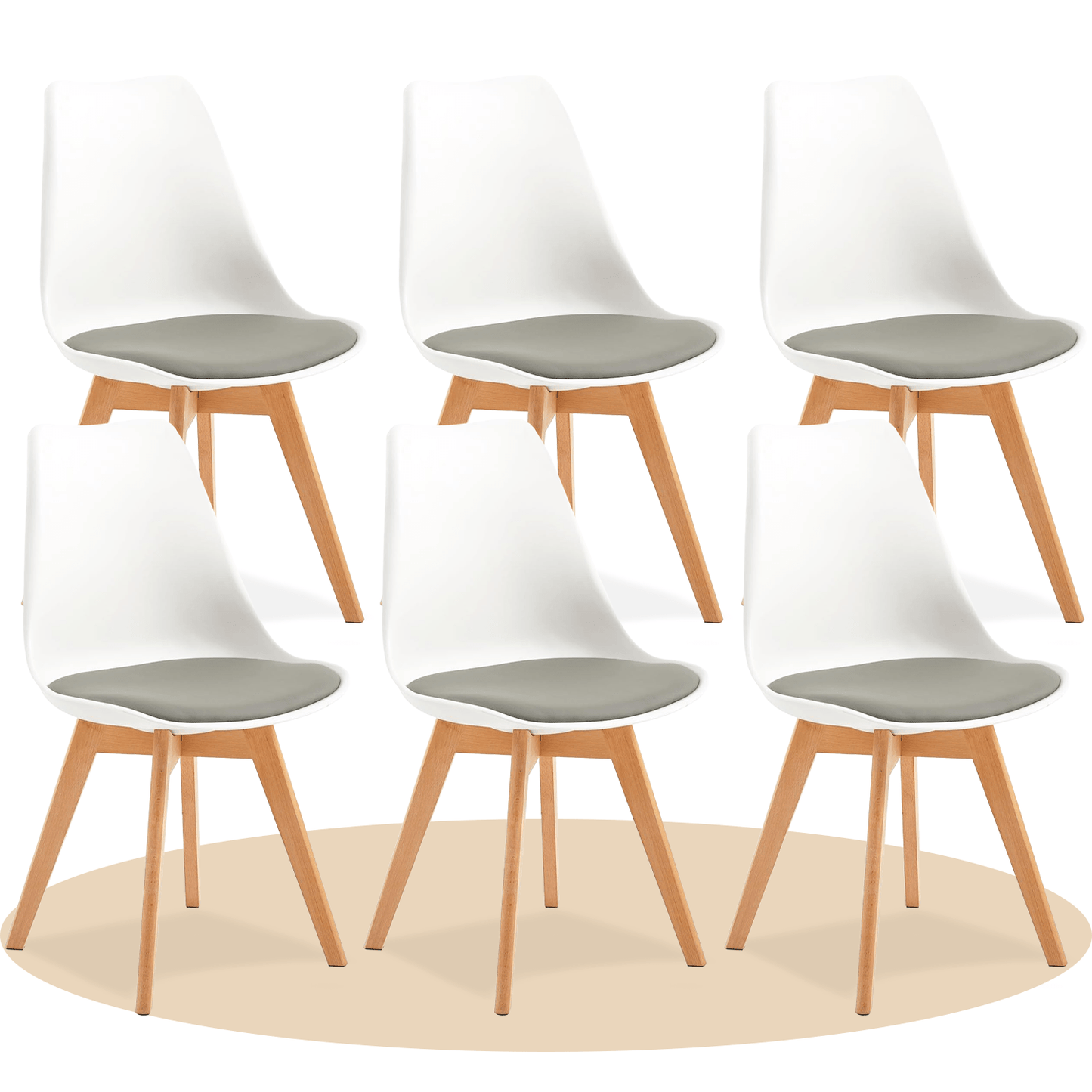 1/2/4/6 Unidad Sillas para Comedor, Sillas para Cocina con Asiento Blando, Tapizado y Patas Resistentes de Madera de Haya, Sillas Nórdicas