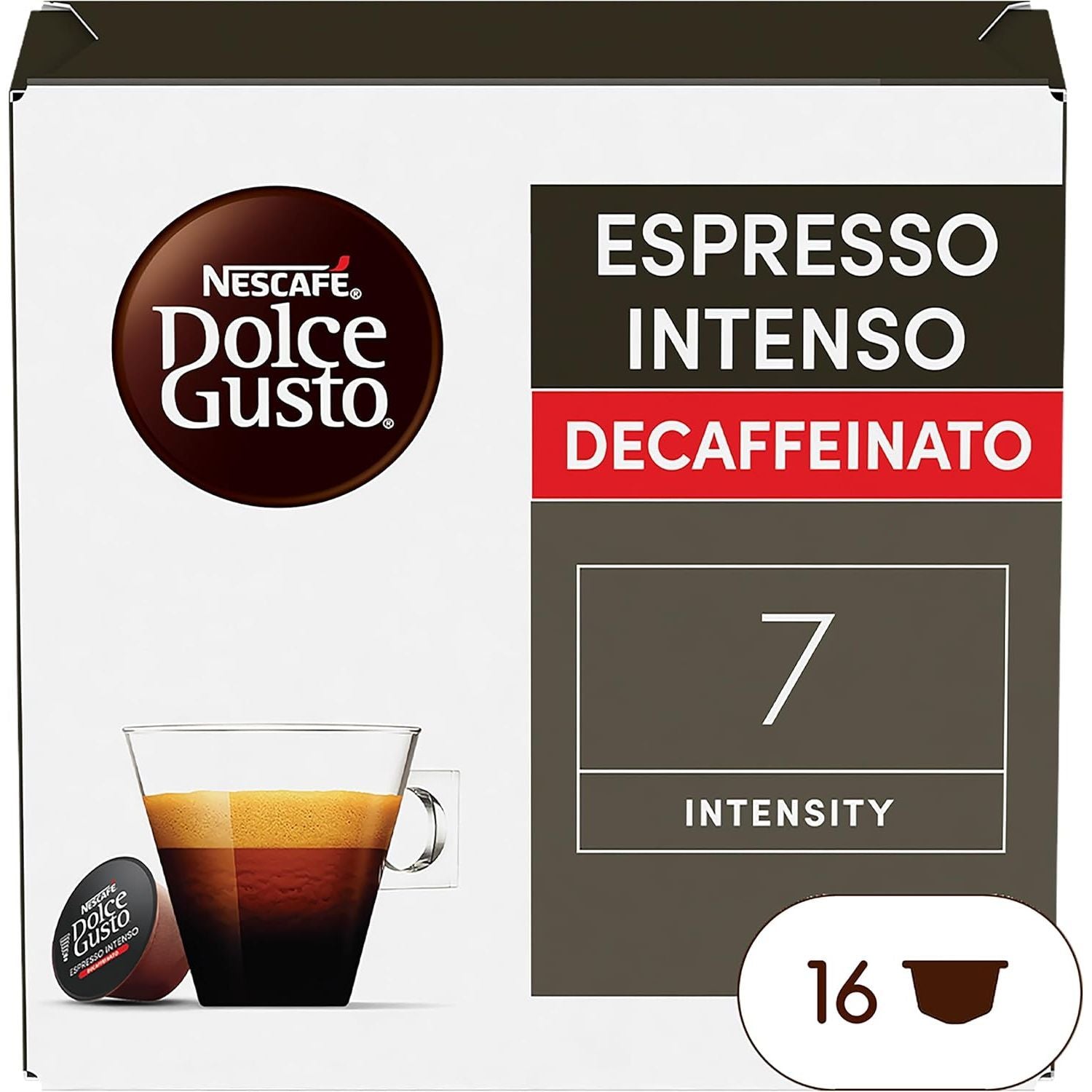 Nescafé Dolce Gusto, Café Espresso Intenso Descafeinado, Intensidad 7, Especiado y Con Cuerpo, 16/48/96 Cápsulas