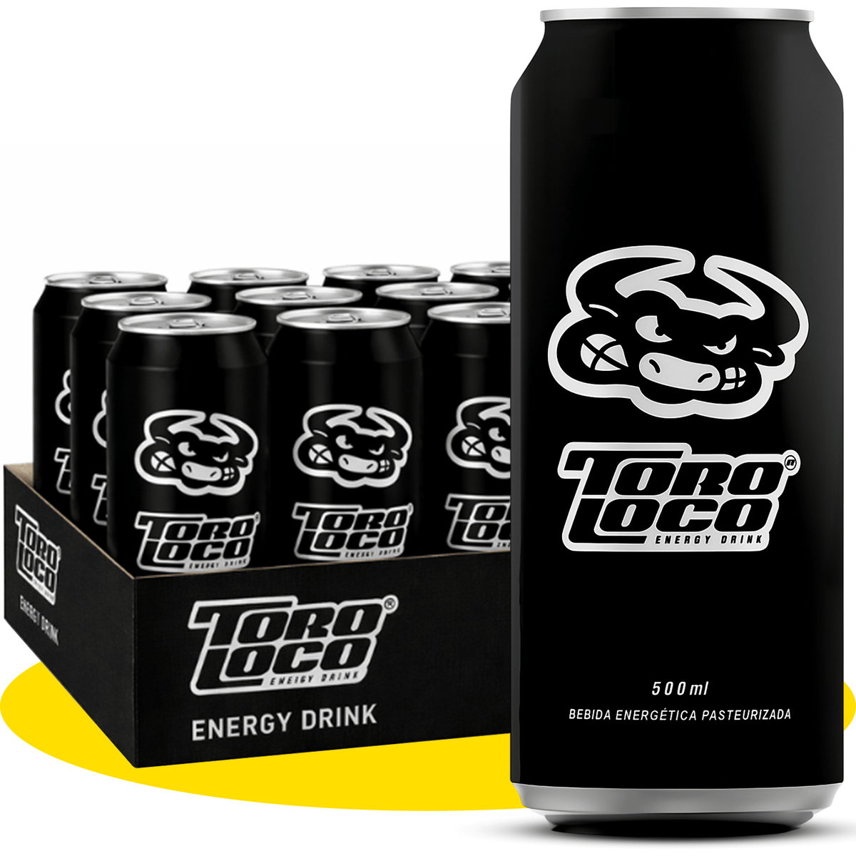 Toro Loco Bebida Energética Sabor Original, Bebida Energética para Gamers, 12 Latas de 500ml