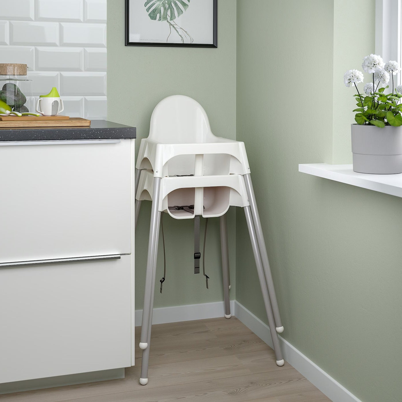 Trona Bebe Portátil, Fácil de Desmontar y Transportar, Segura, Estable y Resistente, Incluye Cinturón de Seguridad, Trona Bebé para Comer