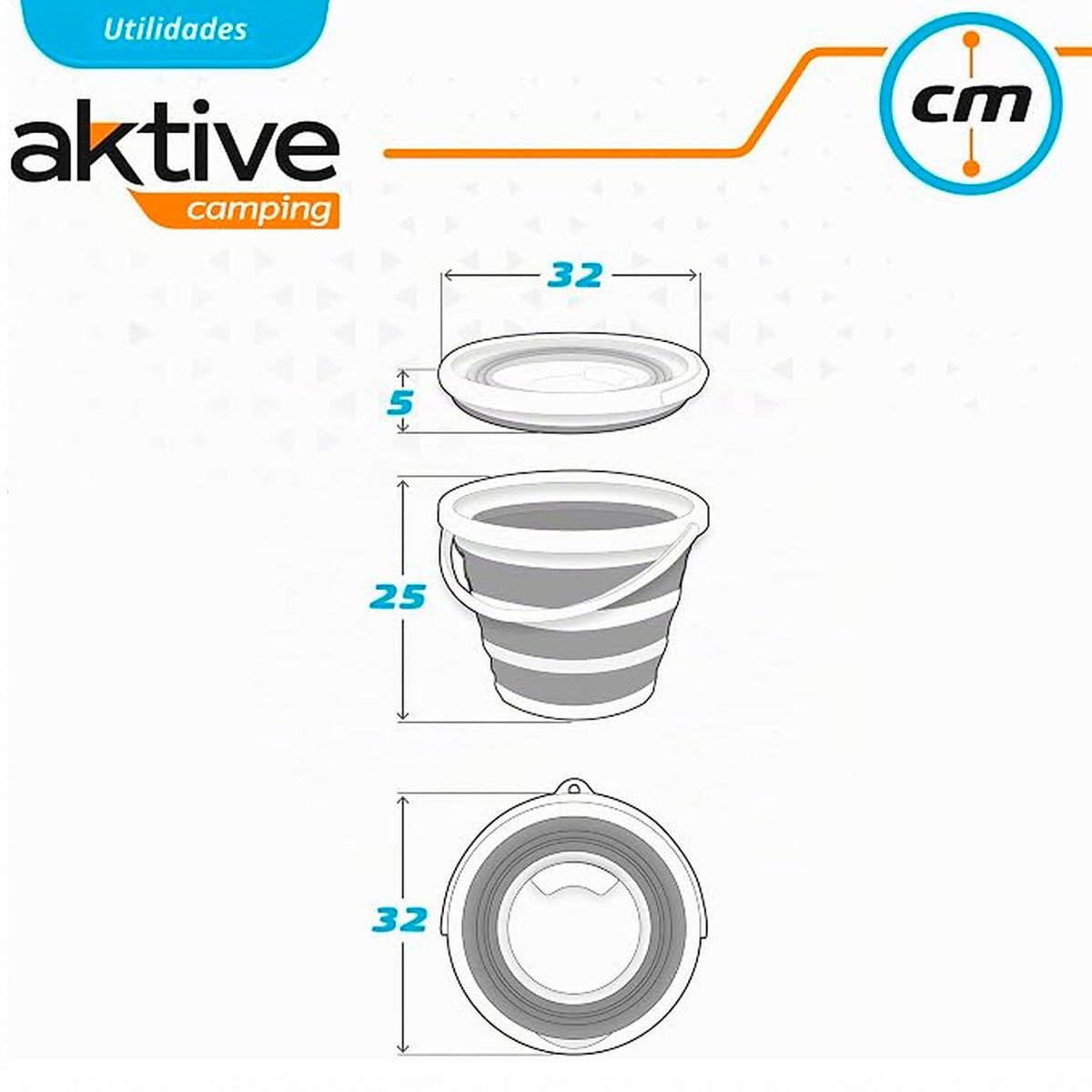 AKTIVE Cubo Plegable Portátil, Multiusos para Hogar y Exterior, Diseño Compacto para Ahorrar Espacio y Facilitar el Almacenamiento, Capacidad de 10 L, 32 x 32 x 25 cm