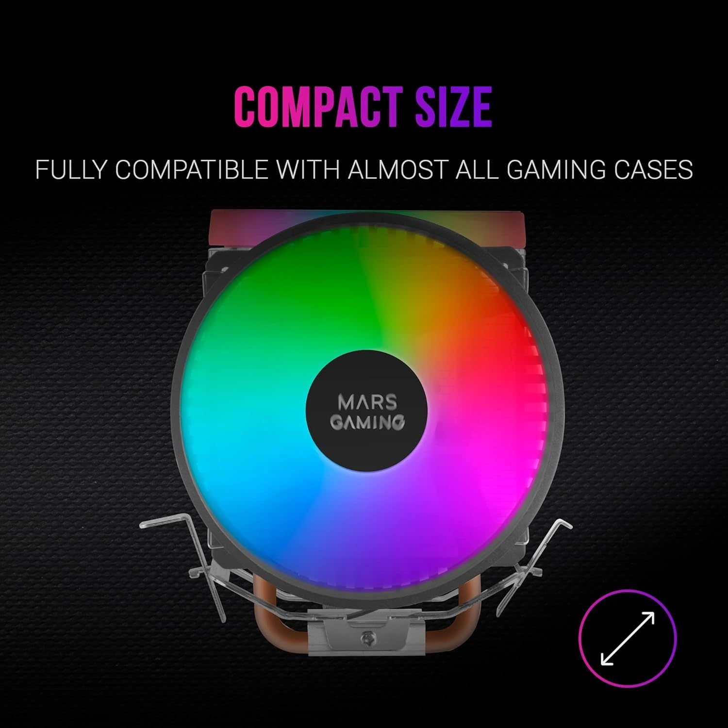 Mars Gaming, MCPU33, Disipador CPU Dual FRGB, 3 Heatpipes HCT, TDP 140W, Ventilador Ultra-silencioso PWM 11 cm, Color Negro