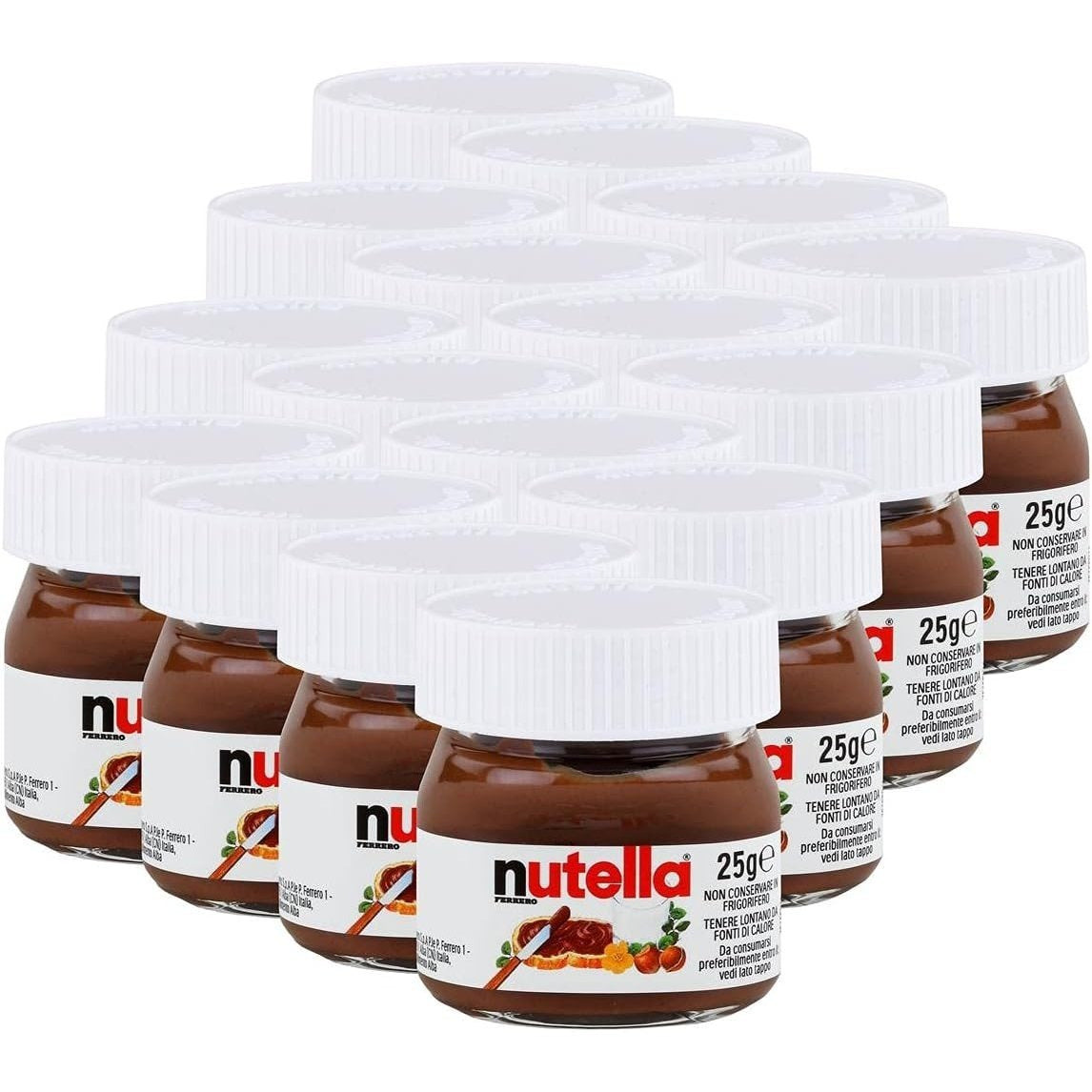Ferrero Nutella 25g para Untar, Crema de Avellanas y Cacao, Envase Individual perfecto para Desayunos, Meriendas o Eventos