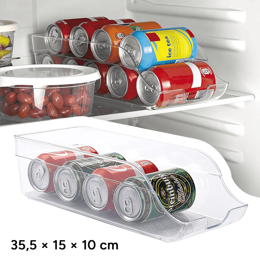 Organizador Frigorífico Latas Transparente, Organizador de Latas Apilables para Refrigerador, Soporte de Lata de Bebida Apilable, Contenedor de Almacenamiento de Bebida, 35,5 x 15 x 10 cm