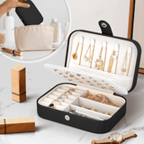 Joyeros Organizador de Mujer con Múltiples Compartimentos y Espacios, Impermeable, Cremallera Resistente, Interior Suave para Proteger las Joyas del Desgaste, 16cm Largo x 11.5cm Ancho x 5cm Alto, Caja Organizadora de Joyas