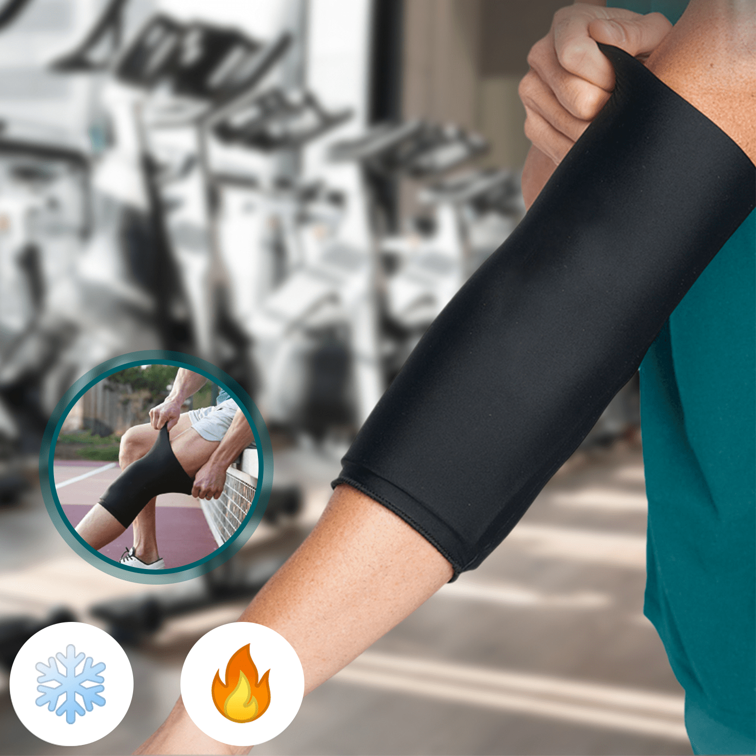 Manga de Gel para Frío y Calor, Cobertura Completa 360º, Material Suave y Cómodo, Hecho de Nylon y Spandex, Ayuda a la Recuperación y Rehabilitación