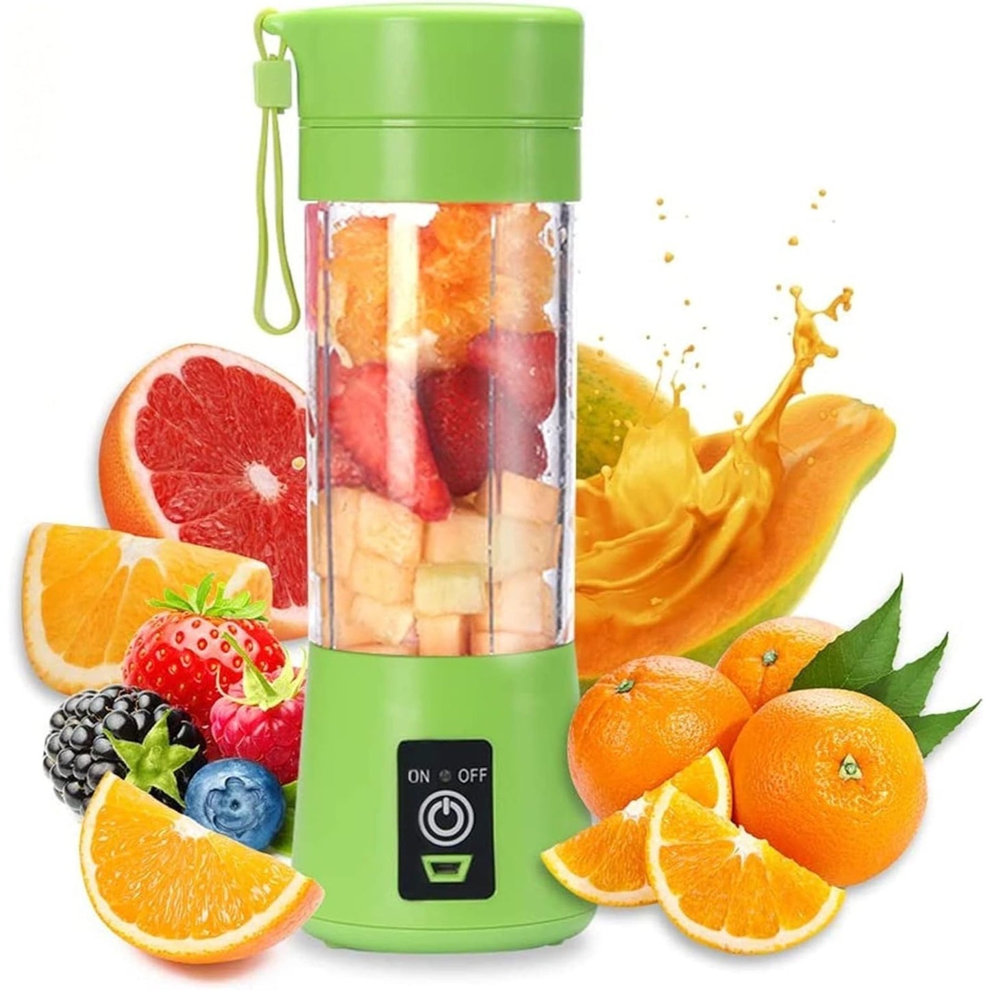 Licuadora Portatil Zumos y Batidos, Batidora para Frutas y Verduras, 6 Cuchillas de Acero, Vaso de 380ml de Capacidad, Ideal para Llevar, Cable de Carga USB, Batería de 800 mAh, 22000 RPM
