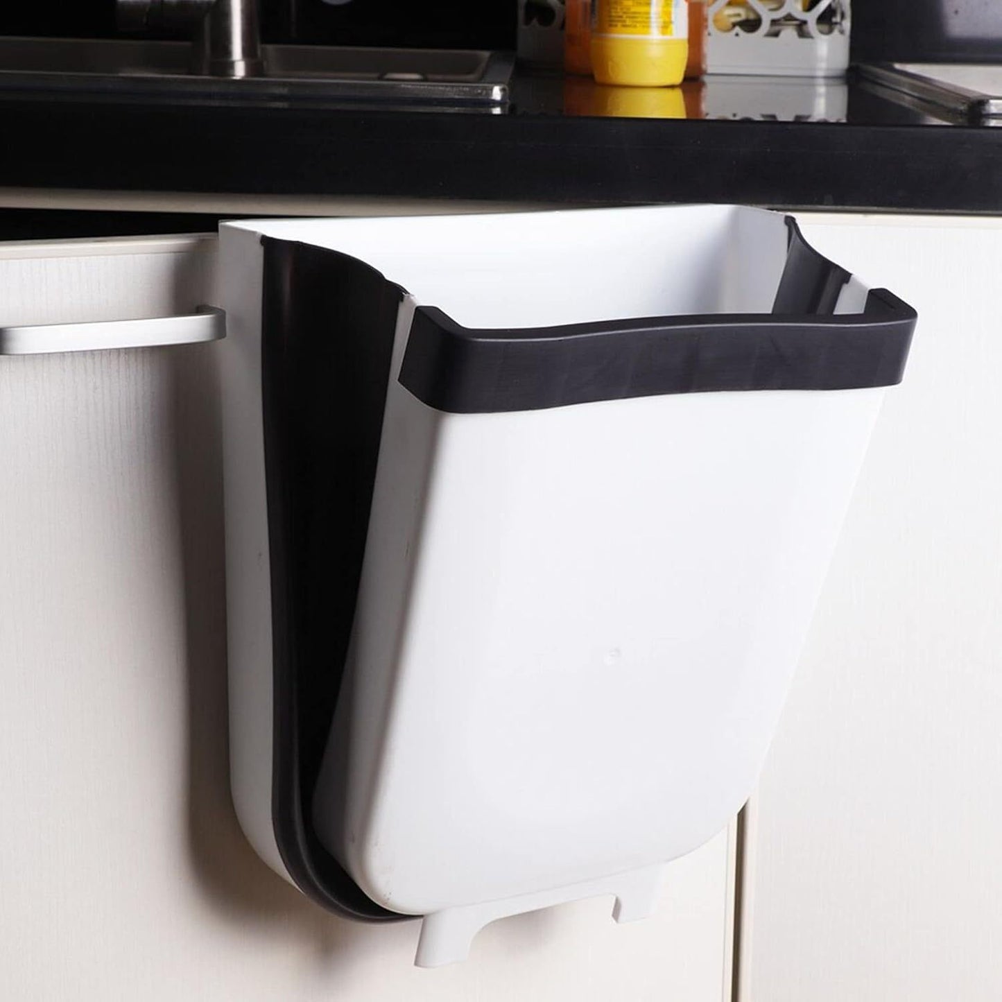 Cubo Basura Plegable de 10L de Capacidad, Cubo Basura Colgante y de Suelo, Ahorra Espacio, Ideal para Cocina, Baño, Oficina, Coche y Más