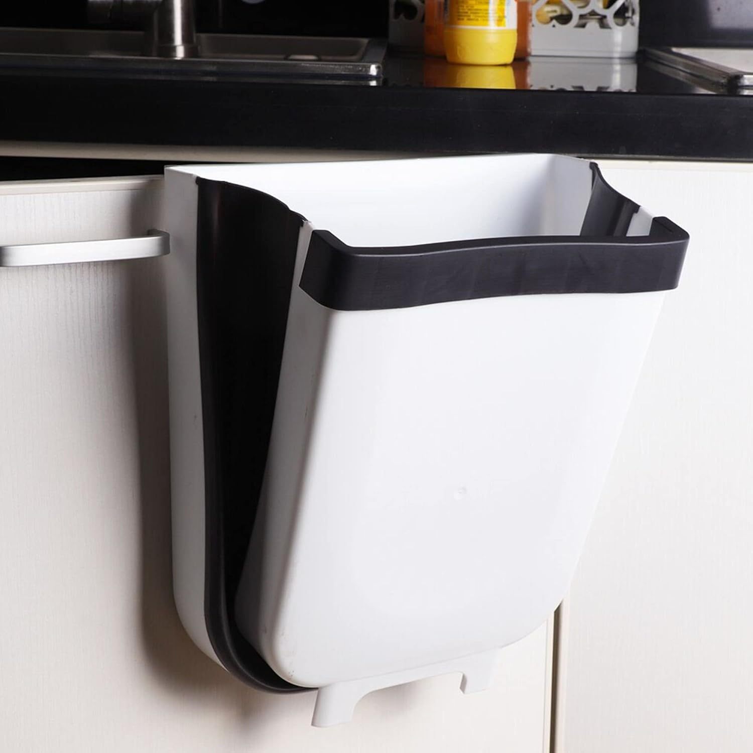 Cubo Basura Plegable de 10L de Capacidad, Cubo Basura Colgante y de Suelo, Ahorra Espacio, Ideal para Cocina, Baño, Oficina, Coche y Más