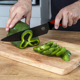 Juego de 6 Cuchillos de Cocina Profesionales, Cuchillos de Acero Inoxidable con Revestimiento y Filo de Alta Precisión, Excelente Durabilidad, Mango Ergonómico, Fácil de Limpiar, Ideal como Regalo, Incluye 4 Cuchillos, 1 Cortador de Pizza y 1 Pelador