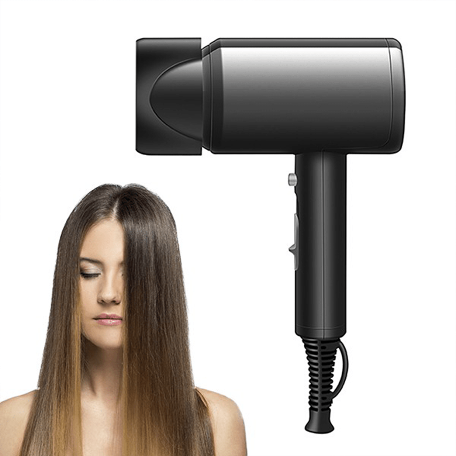Secador de Pelo Profesional de 2000W, 2 Velocidades, Botón especial para Aire Frío, Concentrador de Aire, Anilla para Colgar, Diseño Compacto de 15.5 x 8 x 27 cm ideal para Viajes