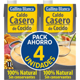 GALLINA BLANCA Caldo Casero de Cocido 100% Natural, Elaborado con Pollo Fresco, Ternera, Garbanzos y Verduras de la Huerta, Cocinado a Fuego Lento. Sin Gluten, Sin Conservantes, 1L por Brick
