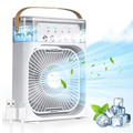Ventilador Potente de Mesa 5 en 1 con Humidificador, 5 Pulverizadores, 3 Velocidades, LED de 7 Colores, Temporizador y Tanque Extraíble. Portátil, Silencioso y Multifuncional para Escritorio, Hogar u Oficina
