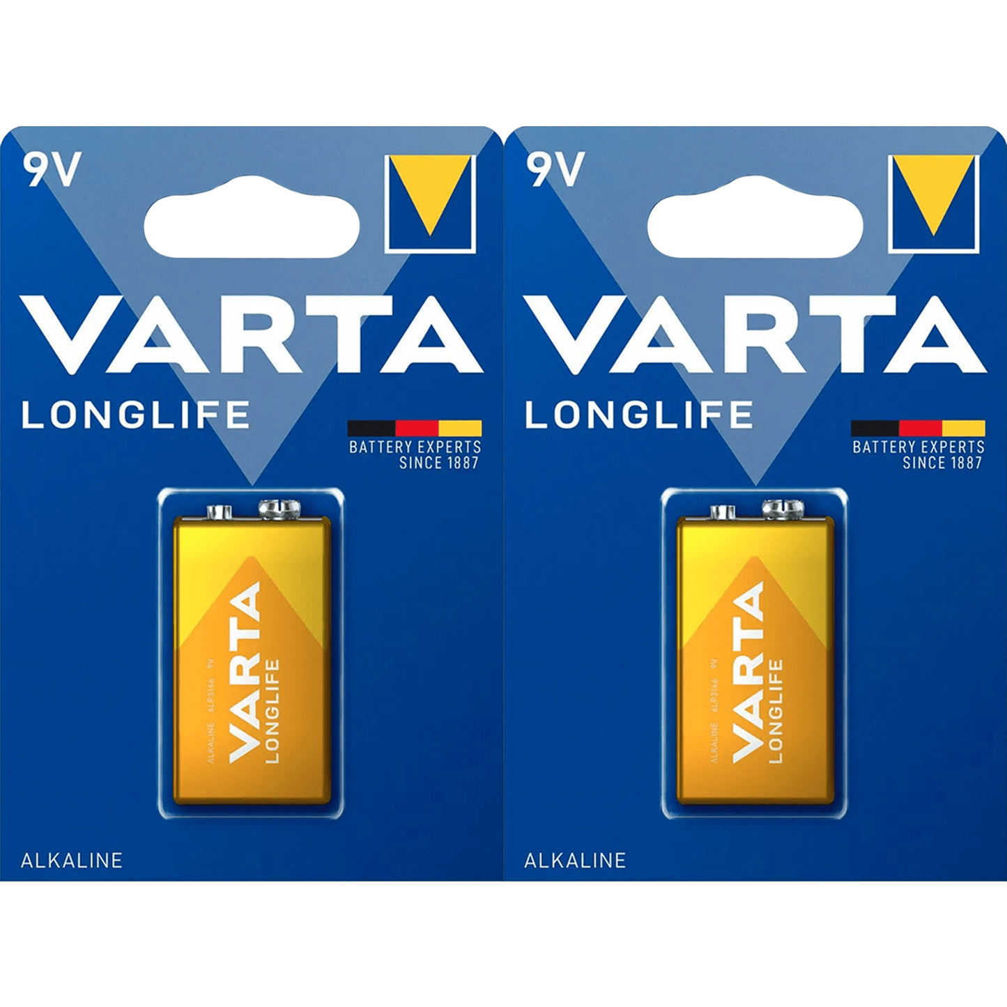Pilas 9V Alcalinas, Pilas 9v Cuadradas de Alto Rendimiento, VARTA Longlife, Ultra Larga Duración, Energía Continua, Ideal para Detectores de Humo, Micrófonos Inalámbricos, Pedales de Guitarra, Multímetros, Electrodomésticos