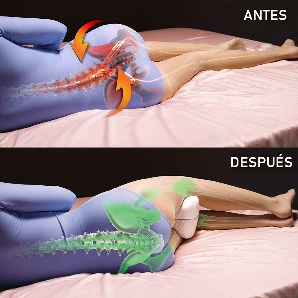 Almohada Piernas y Rodillas con Espuma de Memoria, Alivia Dolor de Espalda, Cadera y Articulaciones, Ideal para Dormir de Lado, Alinea Piernas con la Columna, Ayuda a Evitar el Estrés en los Puntos de Presión y el Dolor, Adaptable al Cuerpo