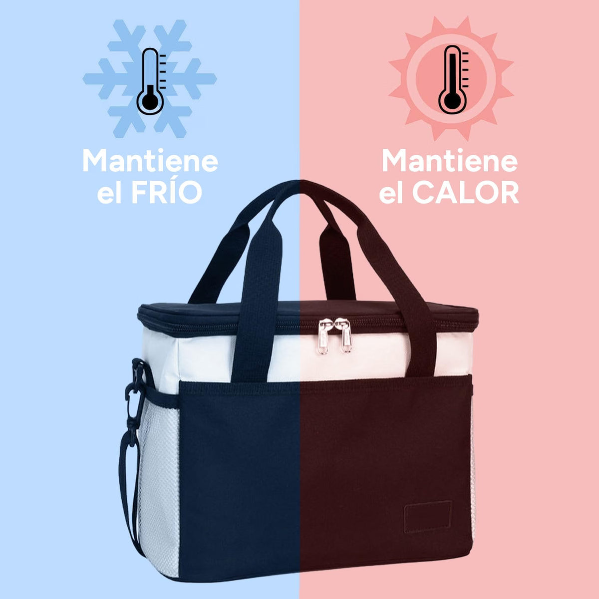 Bolsa Térmica Comida de 30L de Capacidad, Bolsa Aislamiento Isotérmico Hermética, Resistente y Espaciosa, ideal para Picnic, Playa, Camping y Excursión, Blanco y Negro