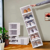 Zapatero Apilable de 6 Niveles para Zapatos, 6 Módulos para Organizar Calzado, Almacenamiento de Plástico a Prueba de Polvo con Tapa para Dormitorio y Sala de Estar, Resistente, Montaje Fácil y Rápido, Medidas Montado: 105 x 34,5 x 25,5 cm