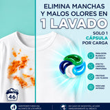 La Antigua Lavandera Detergente en Cápsulas 4 en 1 para Ropa, Aroma Flor de Cerezo, Pack de 2 Cajas de 46 Cápsulas Cada Una, 92 Cápsulas en Total