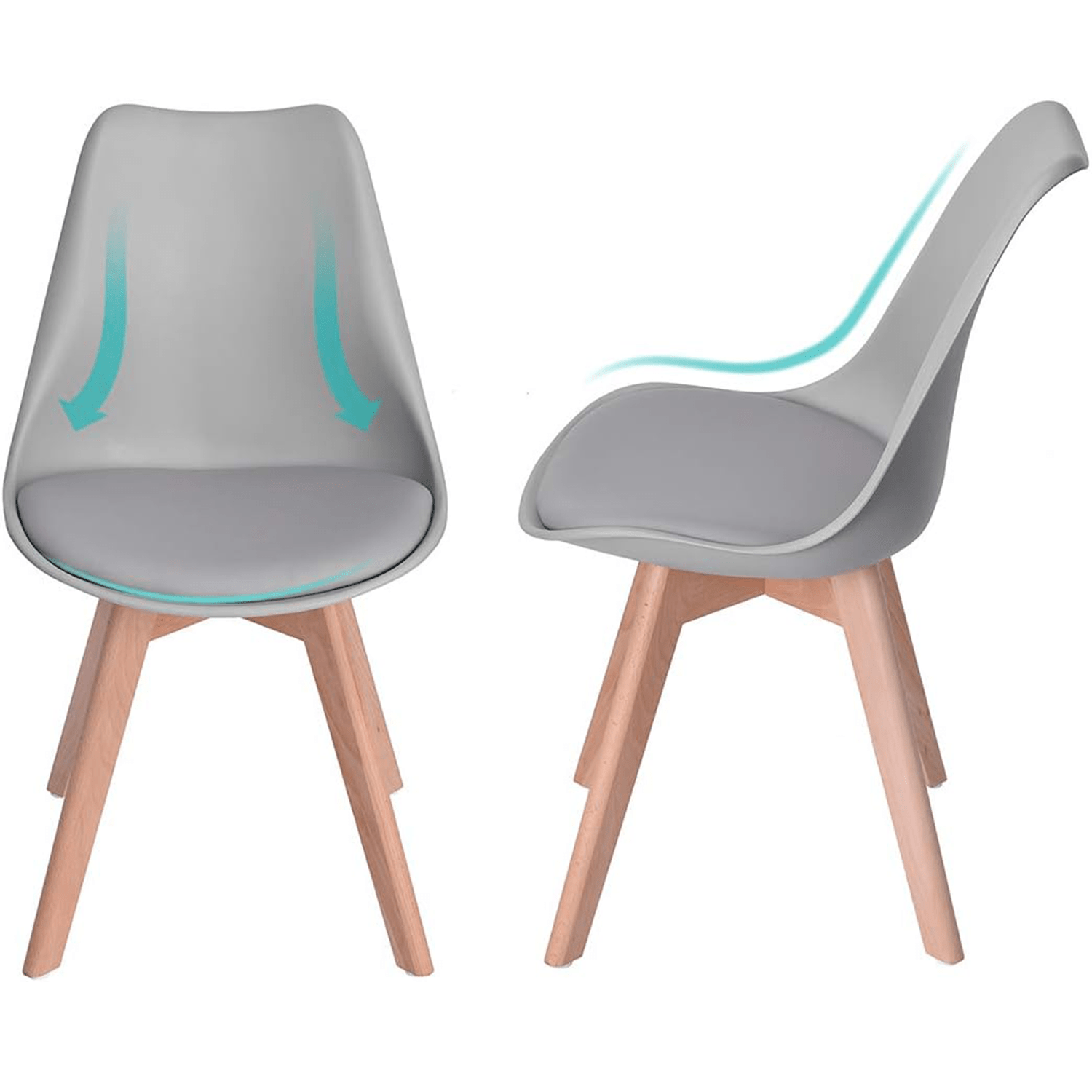 1/2/4/6 Unidad Sillas para Comedor, Sillas para Cocina con Asiento Blando, Tapizado y Patas Resistentes de Madera de Haya, Sillas Nórdicas
