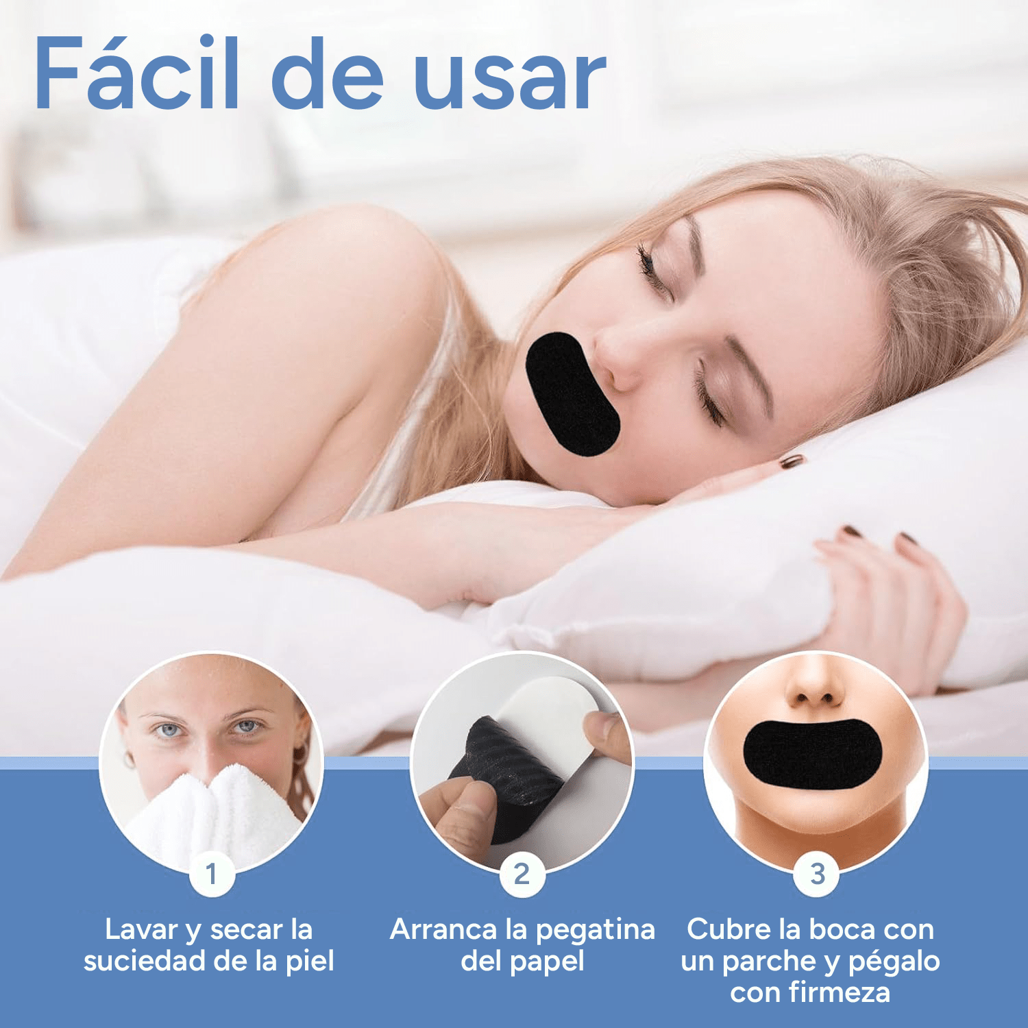 30 Parches Ayuda a Reducir Ronquidos, Promueve la Respiración Nasal, Mejora la Calidad de Sueño, Cómodos y Fáciles de Quitar, Elásticos y Transpirables, Apto para Uso con Vello Facial