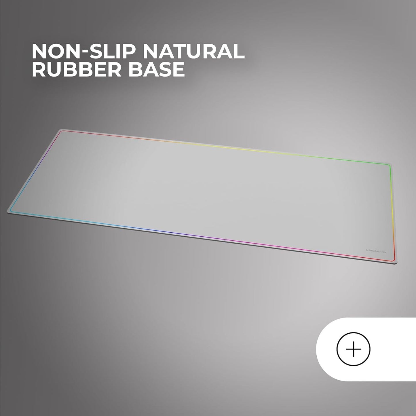 Mars Gaming MMP224, Alfombrilla Gaming XXL 880x330mm, Diseño de Bordes Rainbow, Base Antideslizante de Caucho Natural, Superficie Nanotextil de Alta Precisión, Alfombrilla de Ratón Flexible, Blanco