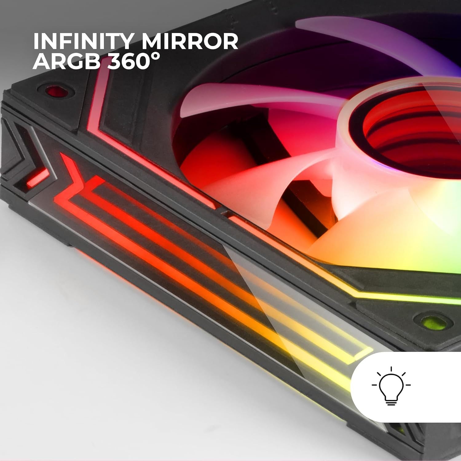 Mars Gaming MF-LINKFINITY, Ventilador Modular PWM 120mm, Sistema de Conexión LINKFINITY, Iluminación Infinity Mirror ARGB 360º, Ultra-silencioso 12dB, Negro