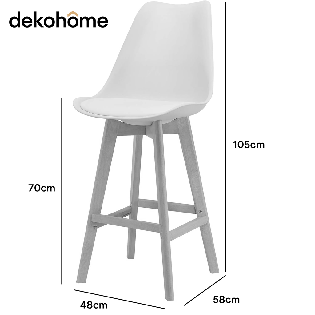 Taburete Alto Cocina con Respaldo, Asiento Blando y Tapizado, Patas Altas Resistentes de Madera de Haya con Reposapiés, Sillas Nórdicas, Ideal para Cocina, Salón, Comedor y Restaurante, 54.5 x 49.5 x 106 cm