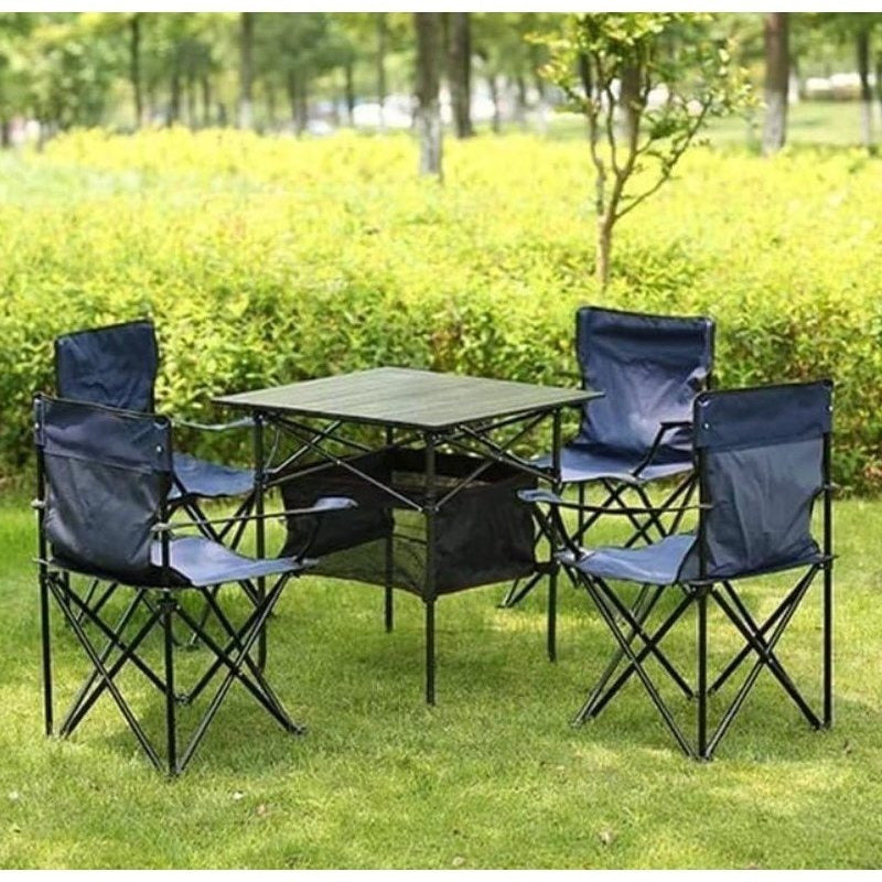 Silla Plegable Camping con Respaldo y Apoyabrazos, Ideal para Picnic, Pesca y Exterior, Resistente y Compacta, Soporta 120 kg, 50x50x80 cm