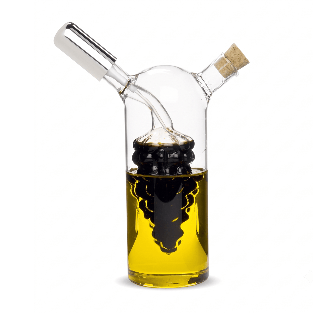 Aceitera Vinagrera 2 en 1 250ml, Botella de Condimentos de Borosilicato de Cuello Largo, Aceitera de Cocina Antigoteo y a Prueba de Fugas, Vinagrera con Spray, Diseño Moderno y Transparente para la Cocina del Hogar, 250ml